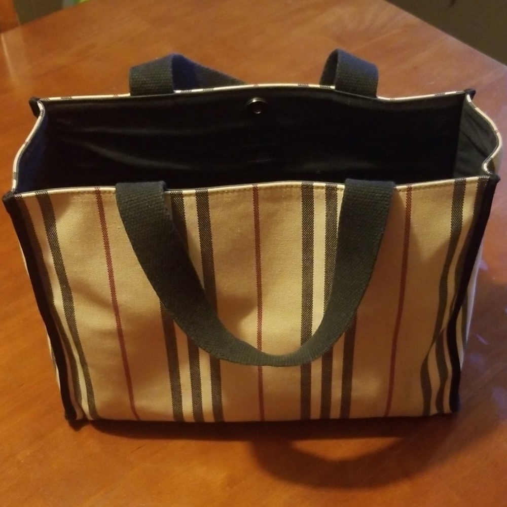 Burberry Striped Cloth Tote Rare Find